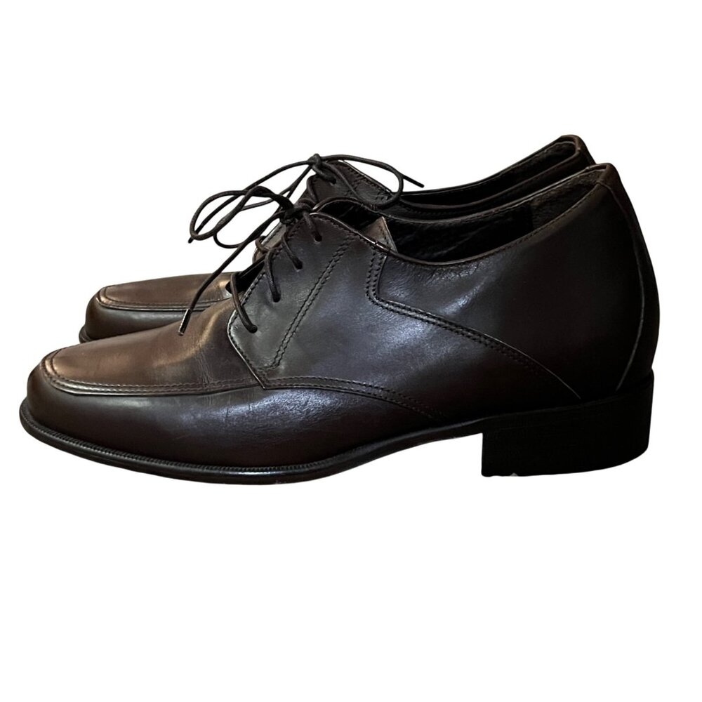 Vero Cuoio Men’s Brown Leather Lace Up Dress Shoes Size 8 Used Italy